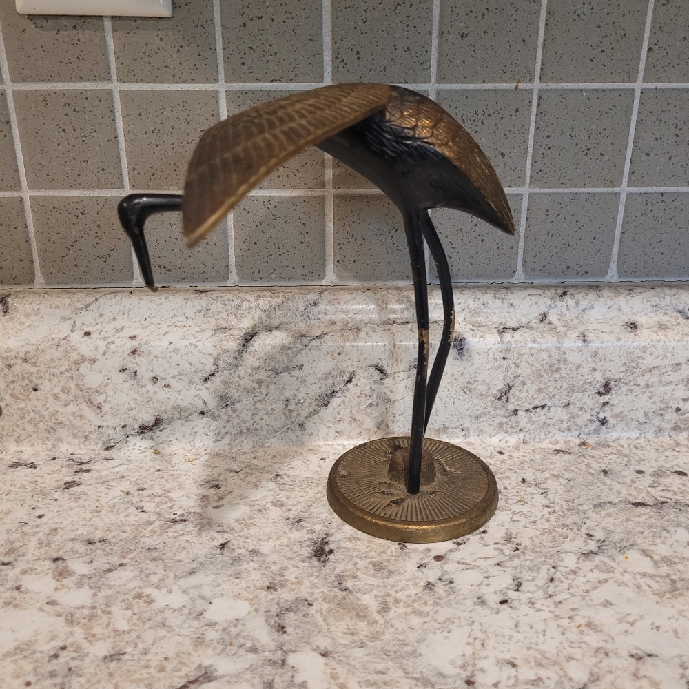 Vintage brass crane figurine